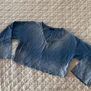 Joe's Jeans Blue Ombre V-Neck Crop Top